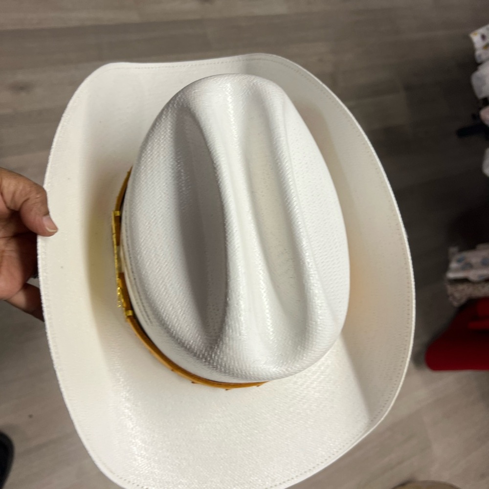 White Cowboy Hat with Gold Band